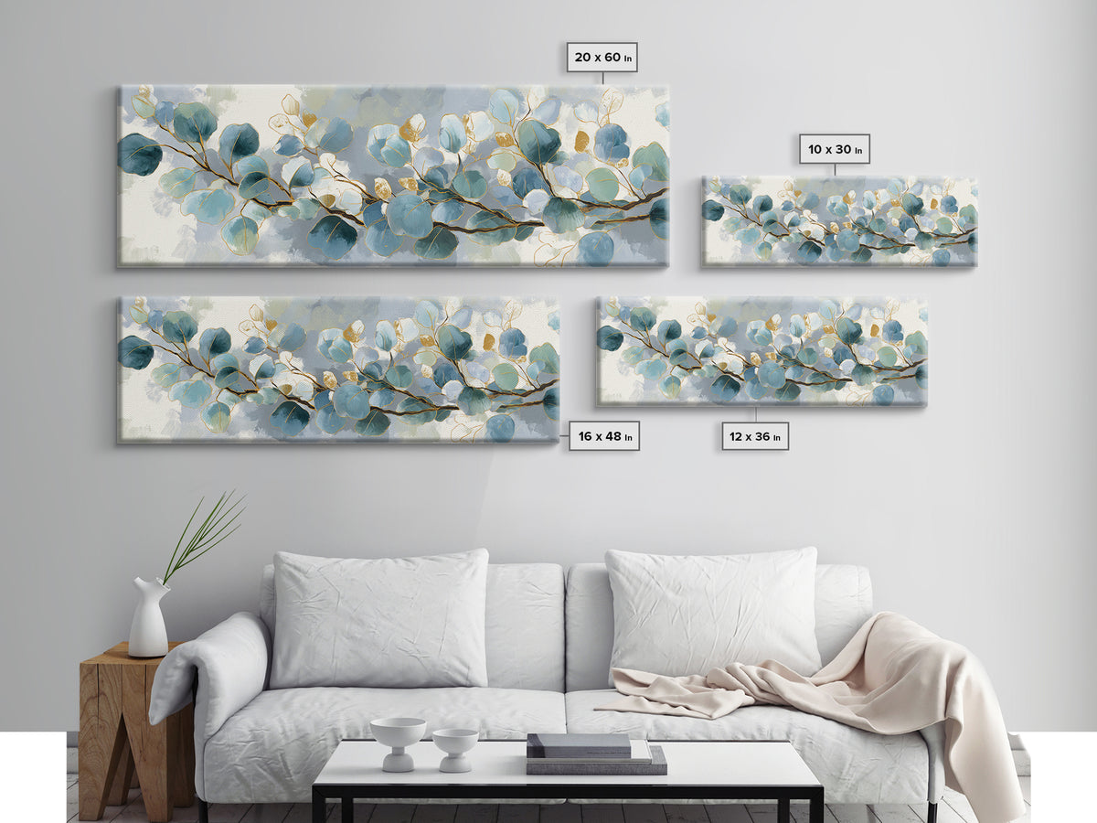 Botanical Eucalyptus Branch Framed Canvas Print, Medical Office Art, Medical Student Gift, Office Decor, Fine Art, Calm, MOA-3x1-67
