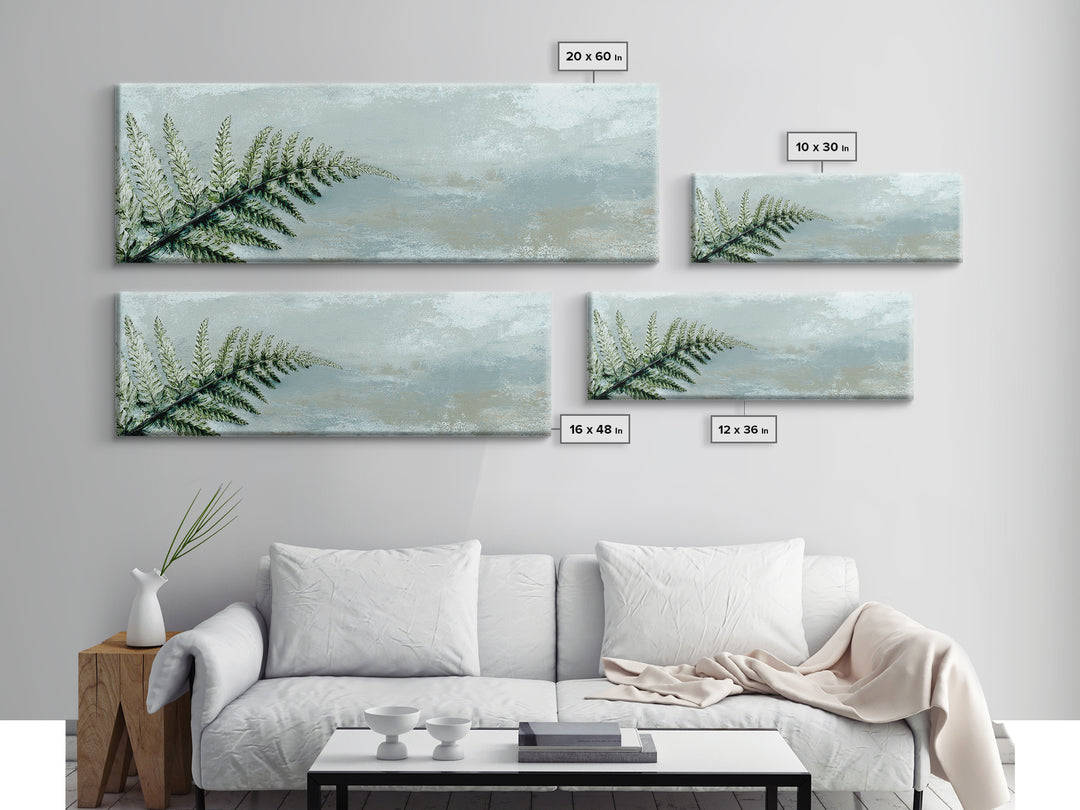 Minimal Green Fern Specimen Framed Canvas Print, Medical Office Art, Wall Art, Office Decor, Fine Art, Calm, Printable Card, MOA-3x1-72