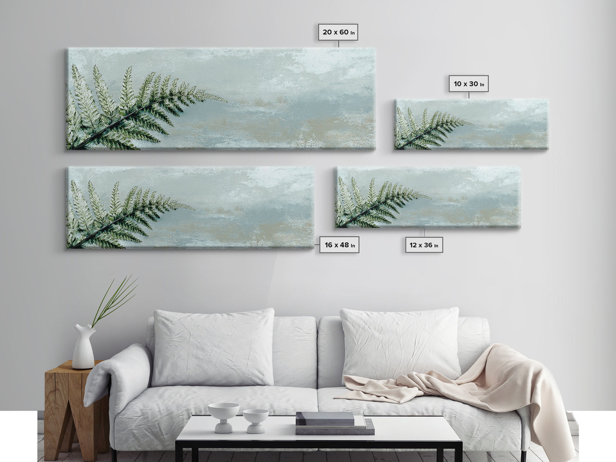 Minimal Green Fern Specimen Framed Canvas Print, Medical Office Art, Wall Art, Office Decor, Fine Art, Calm, Printable Card, MOA-3x1-72