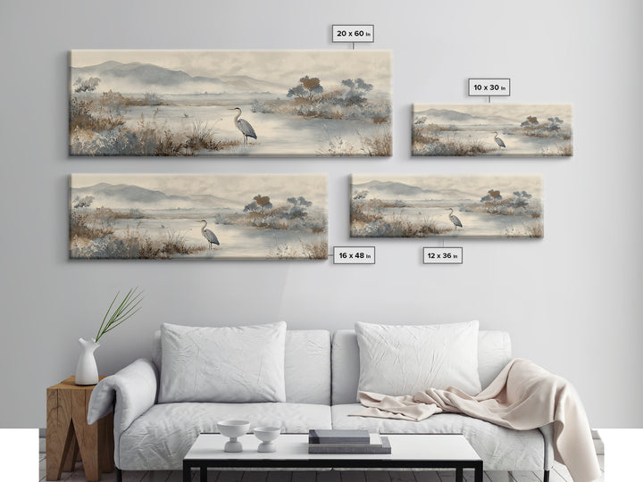 Blue Heron Standing Canvas Print, Medical Office Art, Wall Decor, Office Decor, Fine Art, Calm, Medical Office Decor, MOA-3x1-78