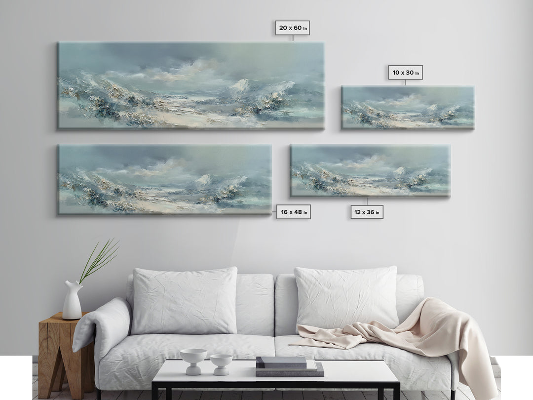 Soft Mountain Landscape Framed Canvas Print, Medical Office Art, Anatomy Poster, Office Decor, Watercolor Art, Calm, MOA-3x1-90
