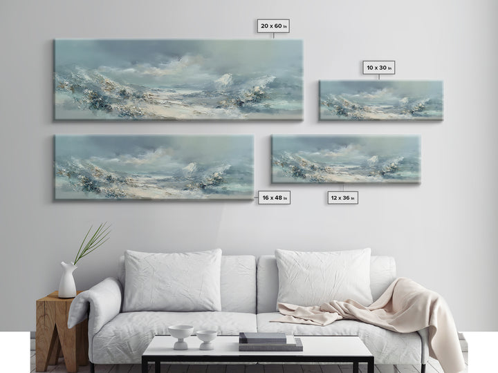 Soft Mountain Landscape Framed Canvas Print, Medical Office Art, Anatomy Poster, Office Decor, Watercolor Art, Calm, MOA-3x1-90