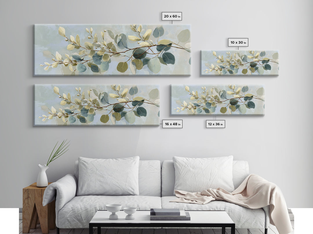 Botanical Eucalyptus Branch Canvas Print, Medical Office Art, Room Decor, Office Decor, Fine Art, Calm, Medical Student Gift, MOA-3x1-91