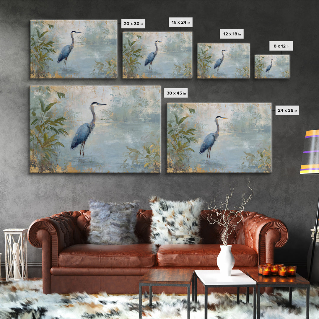 Blue Heron Standing Canvas Print, Medical Office Art, Medical Art, Office Decor, Fine Art, Calm, Biology Art, Nurse Wall Art, MOA-3x2-42
