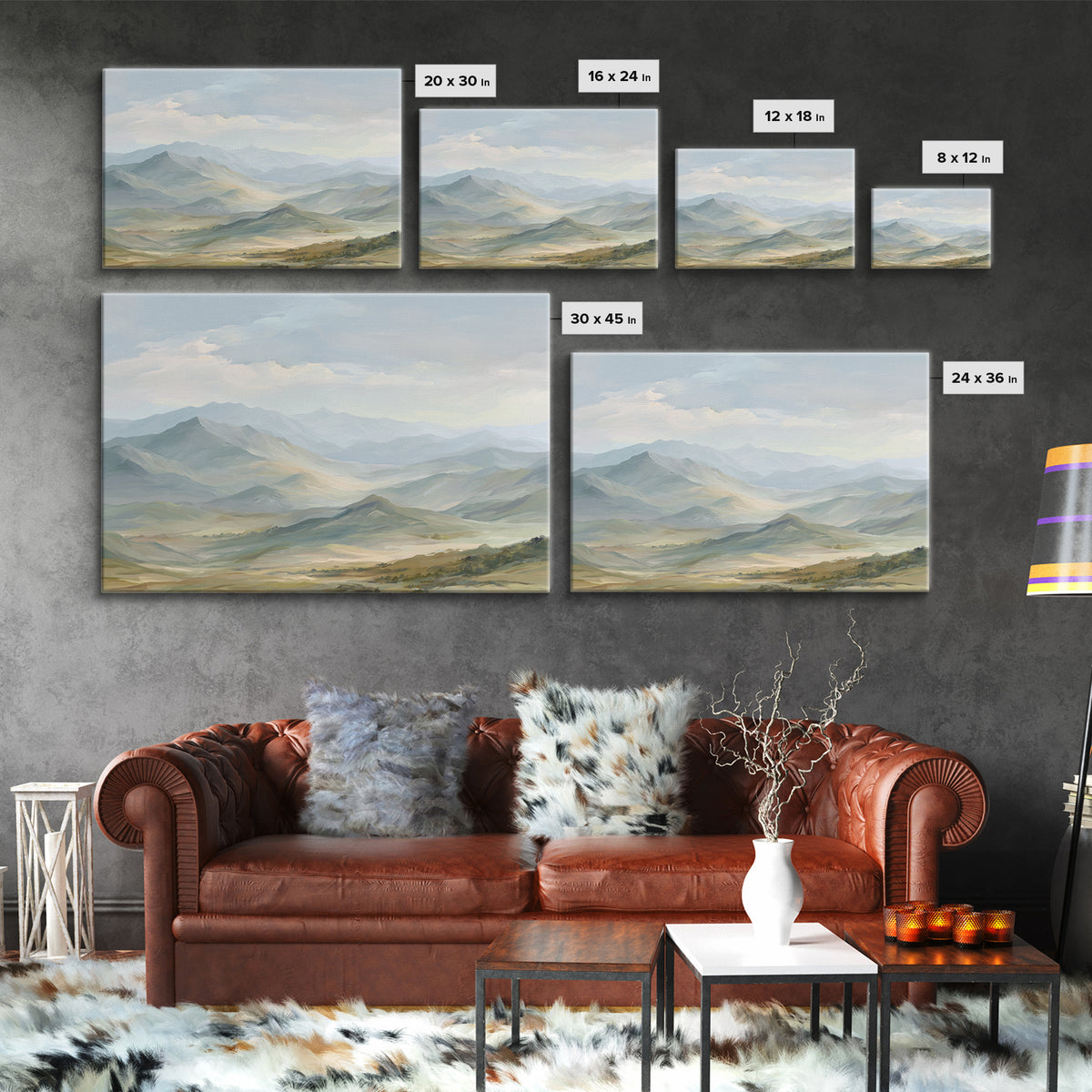 Soft Mountain Landscape Canvas Print, Medical Office Art, Anatomy Wall Art, Office Decor, Oil Painting, Calm, Neuroscience Art, MOA-3x2-54