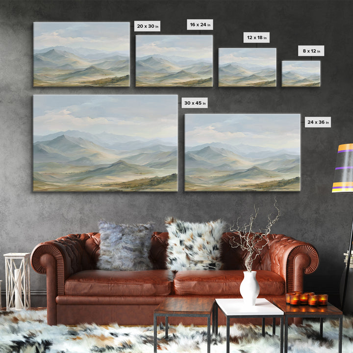 Soft Mountain Landscape Canvas Print, Medical Office Art, Anatomy Wall Art, Office Decor, Oil Painting, Calm, Neuroscience Art, MOA-3x2-54