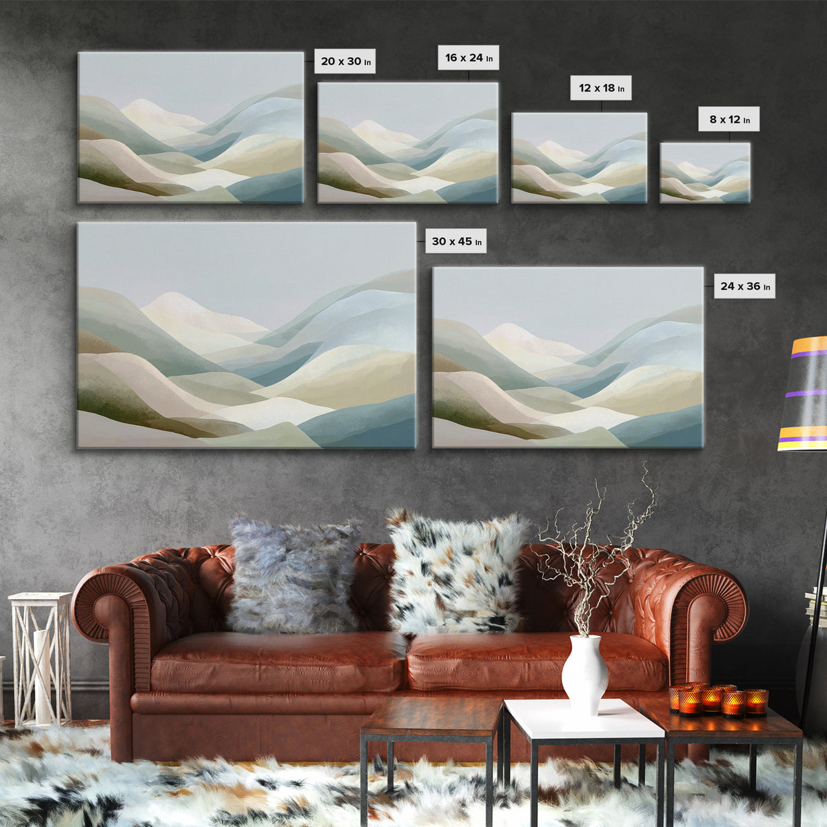 Soft Mountain Landscape Framed Canvas Print, Medical Office Art, Dental Office Decor, Office Decor, Fine Art, Calm, Brain Art, MOA-3x2-6