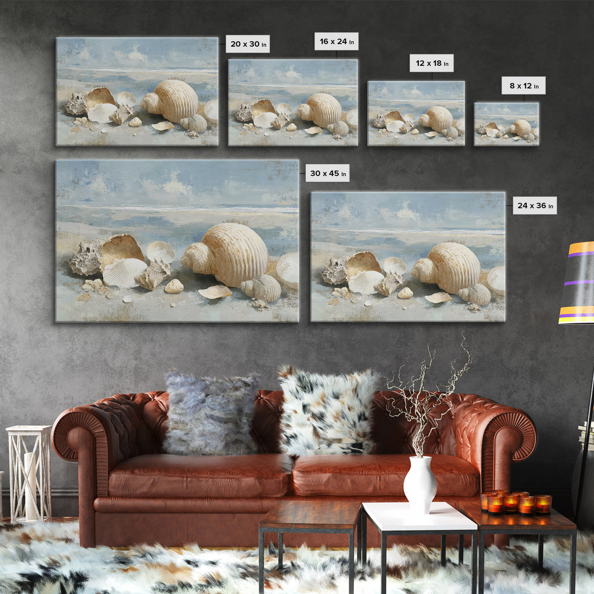 Coastal Shells and Water Study Canvas Print, Medical Office Art, Modern Decor, Office Decor, Fine Art, Calm, Home Decor, MOA-3x2-72