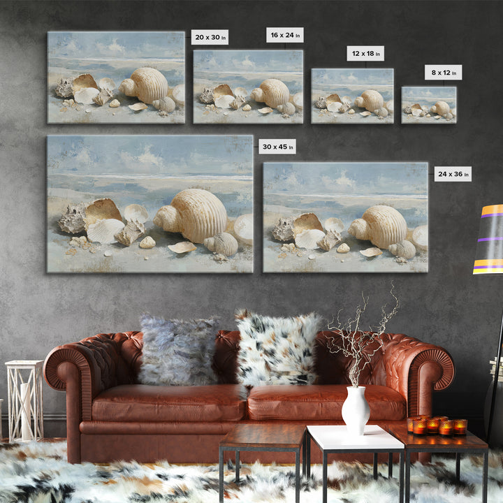 Coastal Shells and Water Study Canvas Print, Medical Office Art, Modern Decor, Office Decor, Fine Art, Calm, Home Decor, MOA-3x2-72