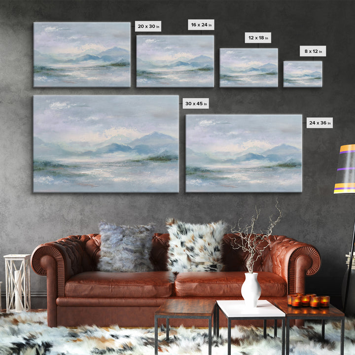 Soft Mountain Landscape Framed Canvas Print, Medical Office Art, Anatomy Art, Office Decor, Fine Art, Calm, Statement Artwork, MOA-3x2-78