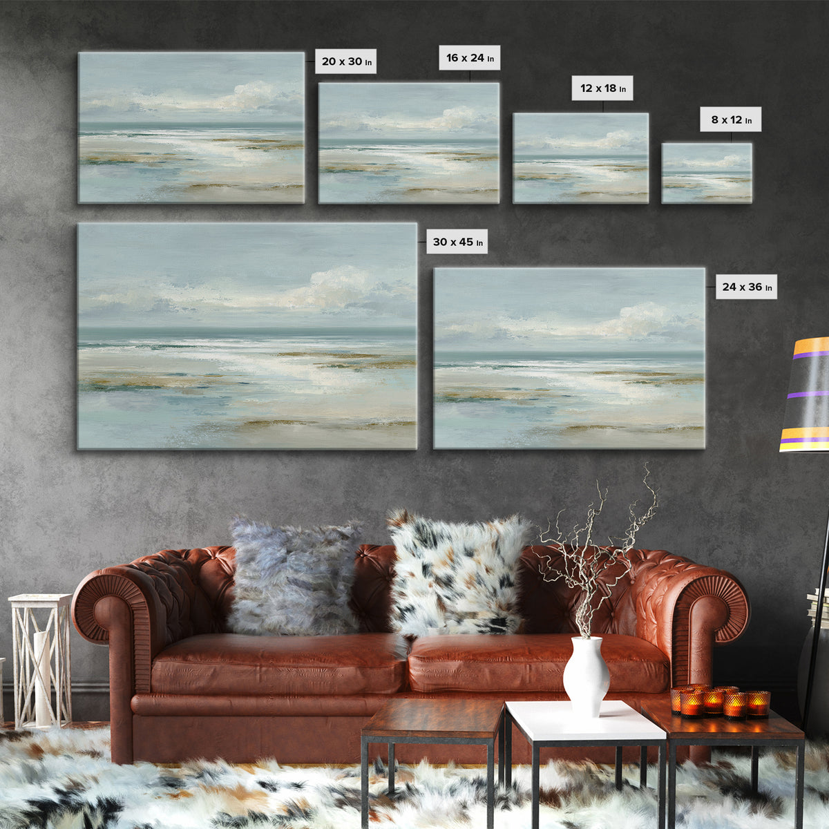 Peaceful Ocean Horizon Framed Canvas Print, Medical Office Art, Animal Art, Office Decor, Fine Art, Calm, Heart Anatomy Print, MOA-3x2-8