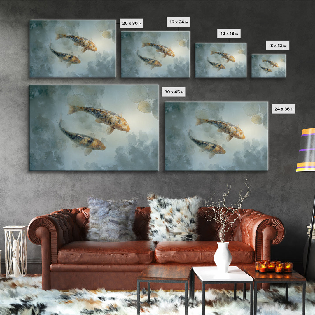 Calm Koi Fish Swimming Through Clear Water Canvas Print, Medical Office Art, Educational Poster, Office Decor, Fine Art, Calm, MOA-3x2-98