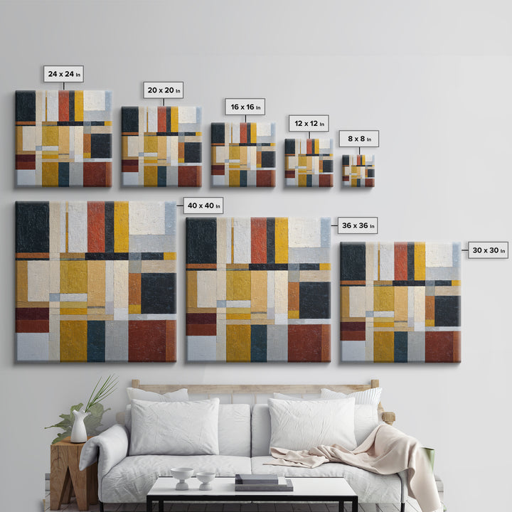 Urban Window Grid Transformed into Abstraction Framed Canvas Print, Modern Art, Art, Living Room Decor, Fine Art, Modern, MOD-1x1-12
