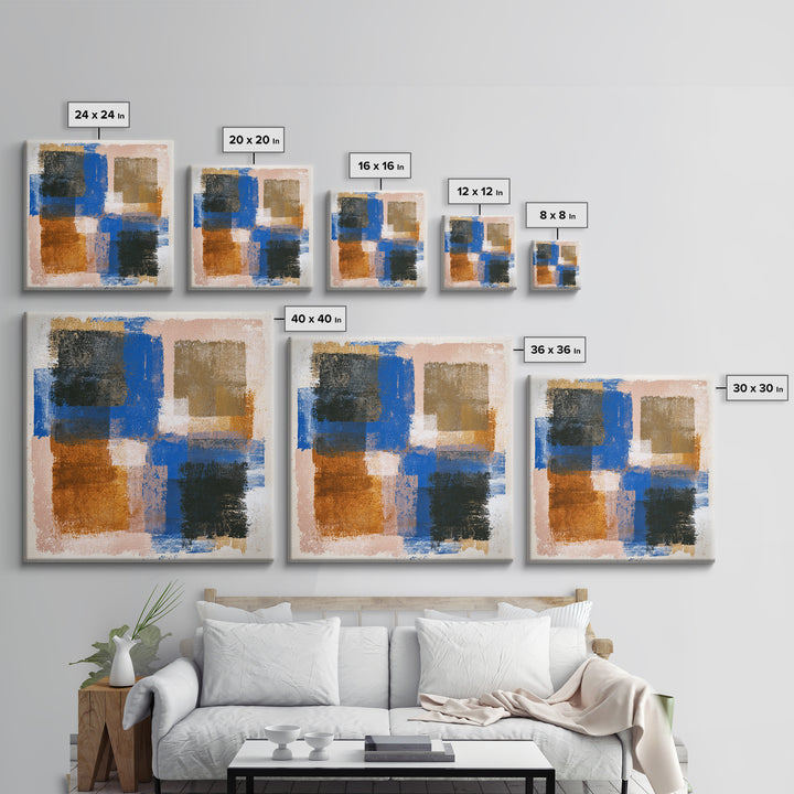 Expressive Brushwork in Cobalt and Rust Canvas Print, Modern Art, Set of 3 Prints, Living Room Decor, Oil Painting, Modern, MOD-1x1-30