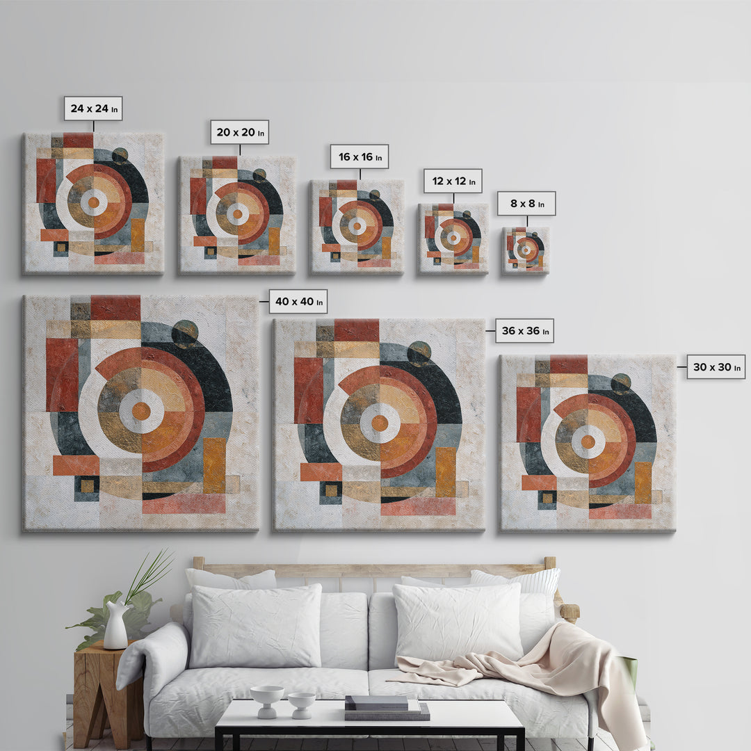 Abstract Circular Forms Framed Canvas Print, Modern Art, Abstract Wall Art, Living Room Decor, Fine Art, Modern, Neutral Decor, MOD-1x1-43