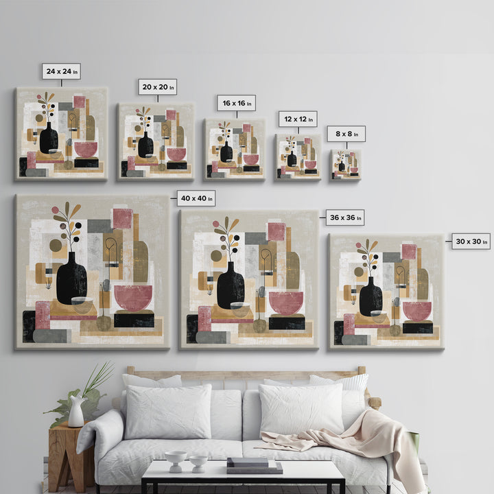 Modern Still Life Framed Canvas Print, Modern Art, Trendy Wall Art, Living Room Decor, Oil Painting, Modern, Minimalist Decor, MOD-1x1-61