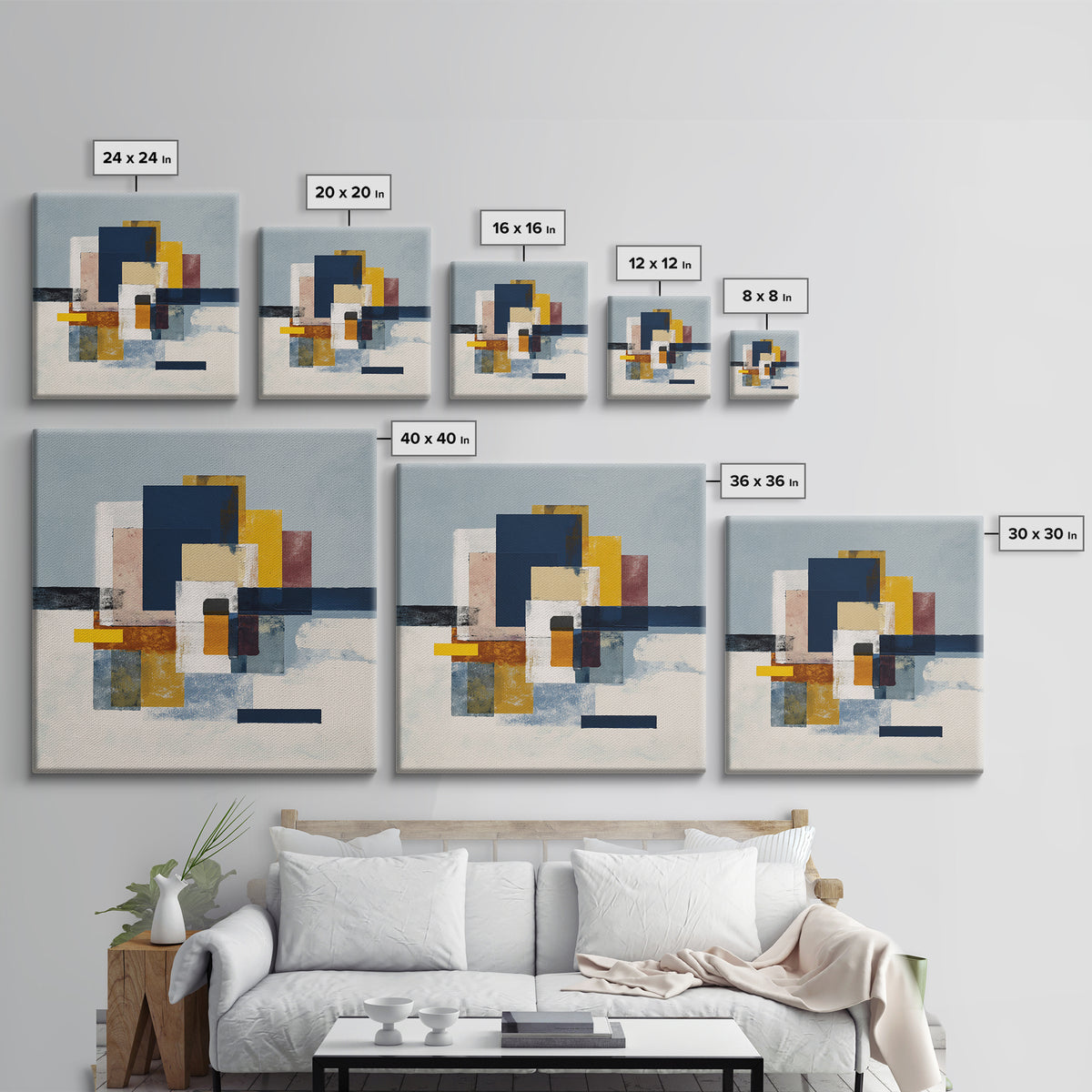 Bold Abstract Composition Framed Canvas Print, Modern Art, Art Print, Living Room Decor, Abstract Art, Modern, MOD-1x1-73