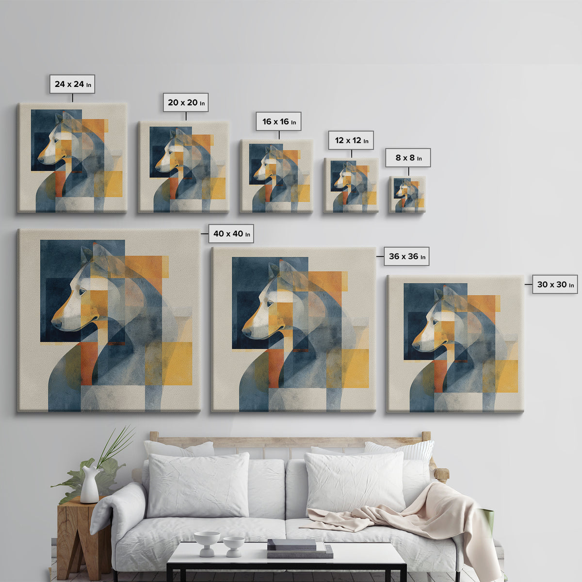 Modern Animal Portrait Canvas Print, Modern Art, Poster Art, Living Room Decor, Fine Art, Modern, Minimalist Decor, MOD-1x1-94