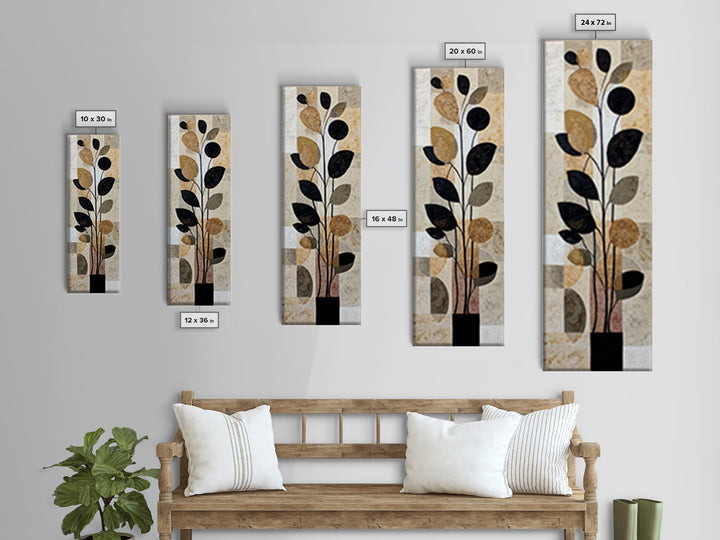 Clean Botanical Silhouette on Color Block Ground Canvas Print, Modern Art, Printable Art, Living Room Decor, Modern, MOD-1x3-83