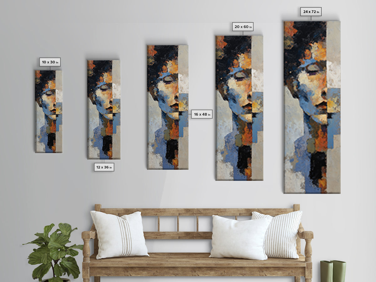 Expressive Brushwork in Cobalt and Rust Canvas Print, Modern Art, Art Print, Living Room Decor, Oil Painting, Modern, MOD-1x3-90