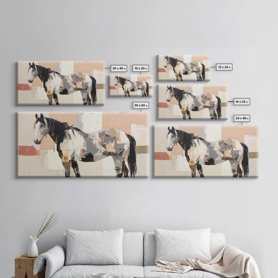 Contemporary Horse Portrait Framed Canvas Print, Modern Art, Living Room Decor, Fine Art, Modern, Gallery Decor, Neutral Decor, MOD-2x1-11