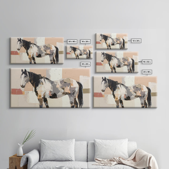 Contemporary Horse Portrait Framed Canvas Print, Modern Art, Living Room Decor, Fine Art, Modern, Gallery Decor, Neutral Decor, MOD-2x1-11