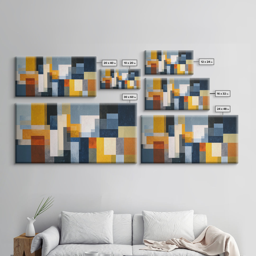 Geometric City Abstraction Canvas Print, Modern Art, Art, Living Room Decor, Abstract Art, Modern, Canvas Art, Digital Print, MOD-2x1-48