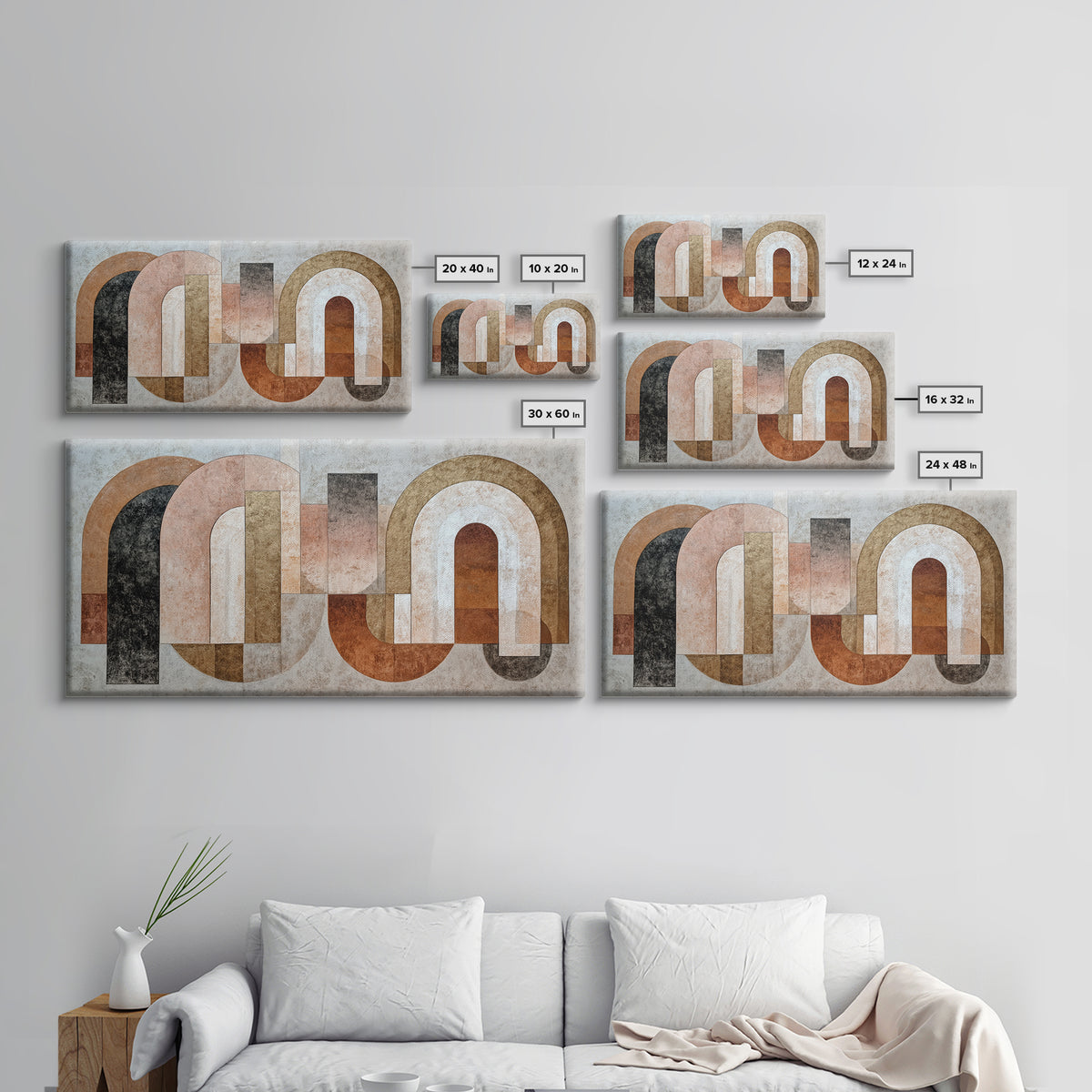 Architectural Arch Composition Framed Canvas Print, Modern Art, Digital Prints, Living Room Decor, Abstract Art, Modern, MOD-2x1-65