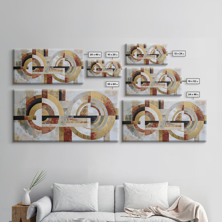 Abstract Circular Forms Framed Canvas Print, Modern Art, Boho Wall Decor, Living Room Decor, Abstract Art, Modern, MOD-2x1-87