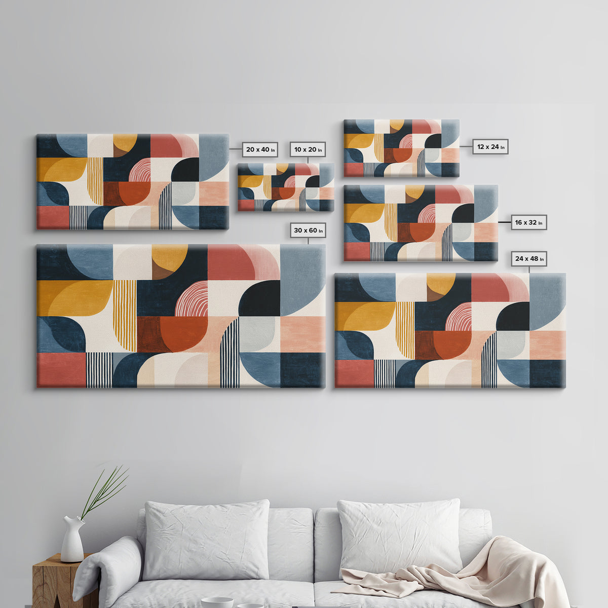 Clean Botanical Silhouette on Color Block Ground Canvas Print, Modern Art, Printable Wall Art, Living Room Decor, Modern, MOD-2x1-91
