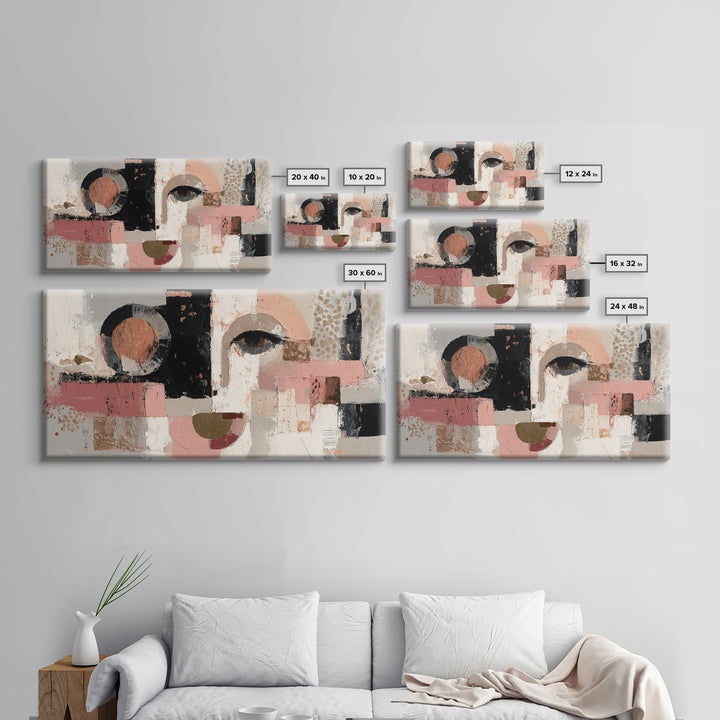 Abstract Face with Asymmetrical Features Framed Canvas Print, Modern Art, Canvas Wall Art, Living Room Decor, Fine Art, Modern, MOD-2x1-99