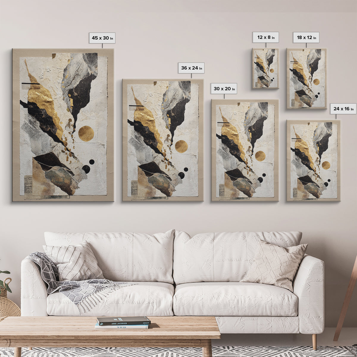 Abstract Circular Forms Framed Canvas Print, Modern Art, Room Decor, Living Room Decor, Fine Art, Modern, Mid Century Modern, MOD-2x3-51