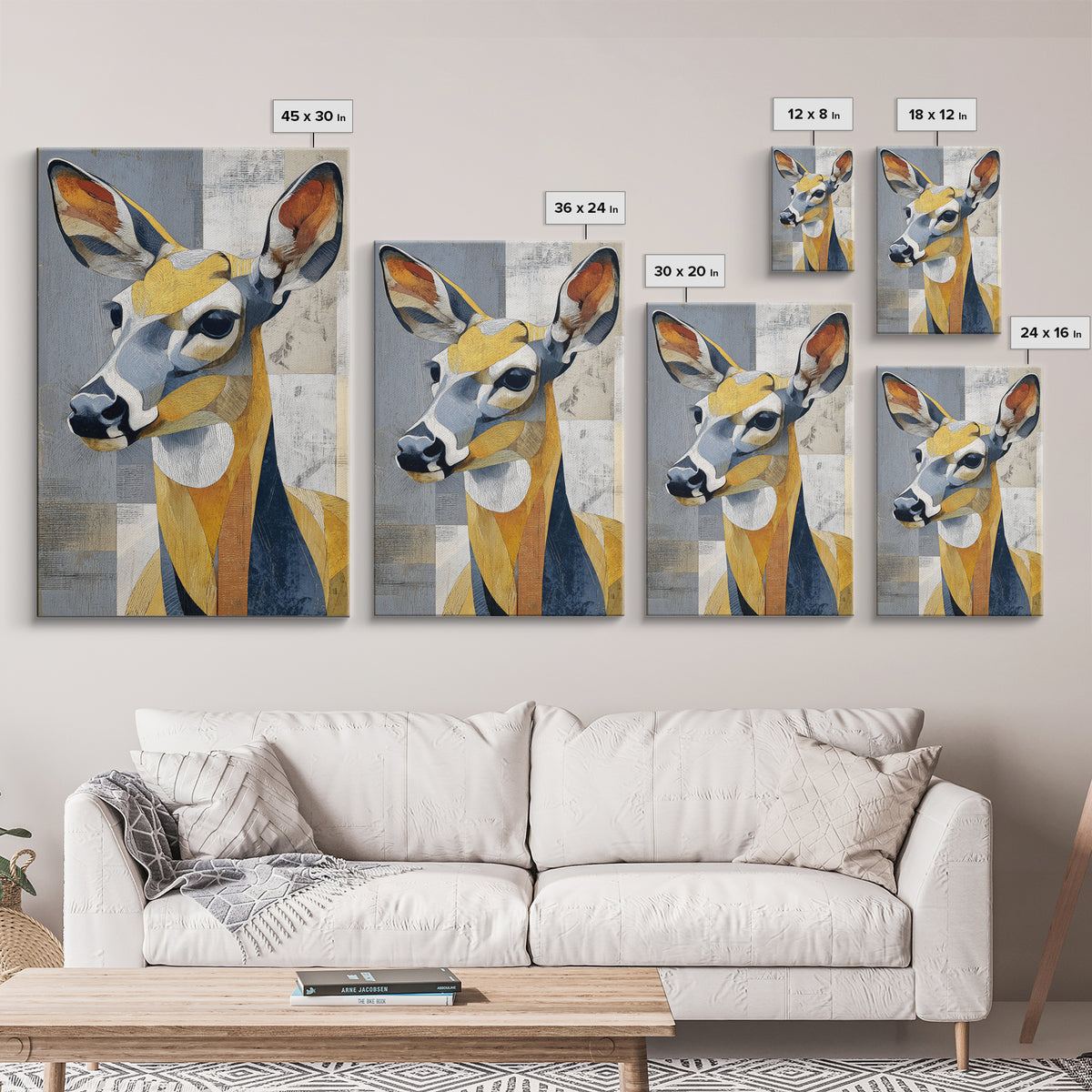 Modern Animal Portrait Canvas Print, Modern Art, Minimalist Decor, Living Room Decor, Fine Art, Modern, Art Deco, Wall Hanging, MOD-2x3-54