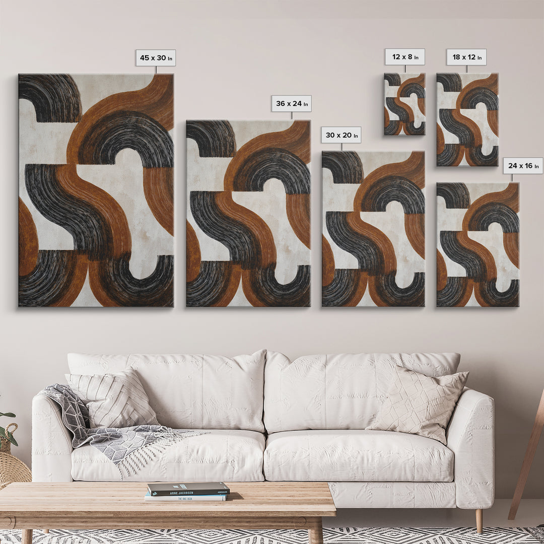 Dynamic Black Brush Marks on Neutral Ground Canvas Print, Modern Art, Digital Prints, Living Room Decor, Fine Art, Modern, MOD-2x3-67