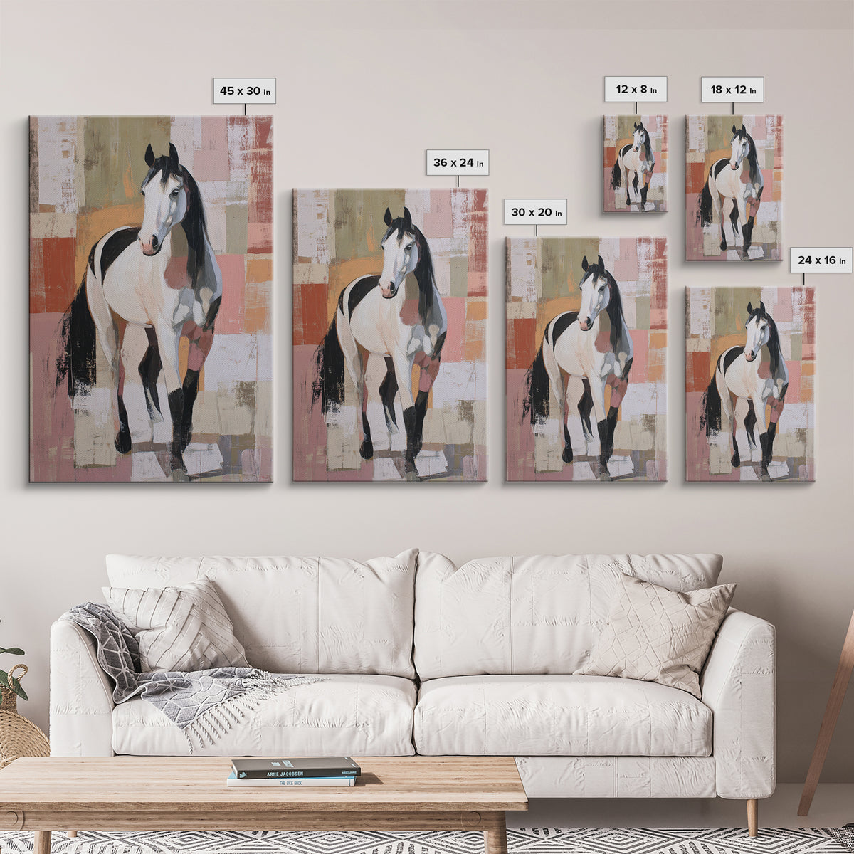 Contemporary Horse Portrait Canvas Print, Modern Art, Digital Art, Living Room Decor, Fine Art, Modern, Abstract Wall Art, MOD-2x3-71