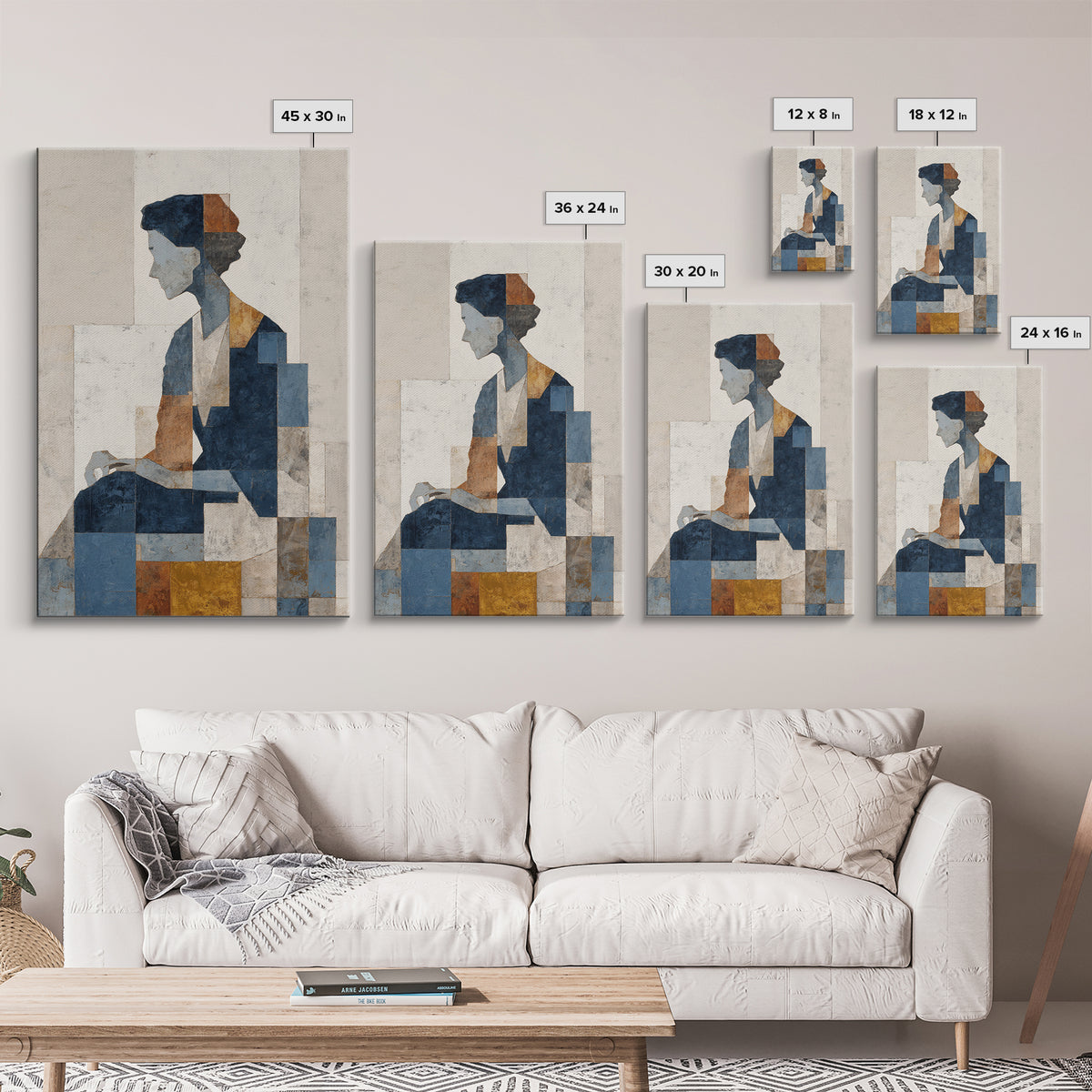 Fragmented Figure Study Framed Canvas Print, Modern Art, Wall Hanging, Living Room Decor, Oil Painting, Modern, MOD-2x3-73