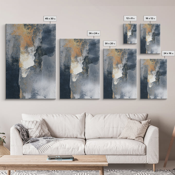 Monochrome Ink and Acrylic Mixed Media Look Framed Canvas Print, Modern Art, Canvas Art, Living Room Decor, Fine Art, Modern, MOD-2x3-76