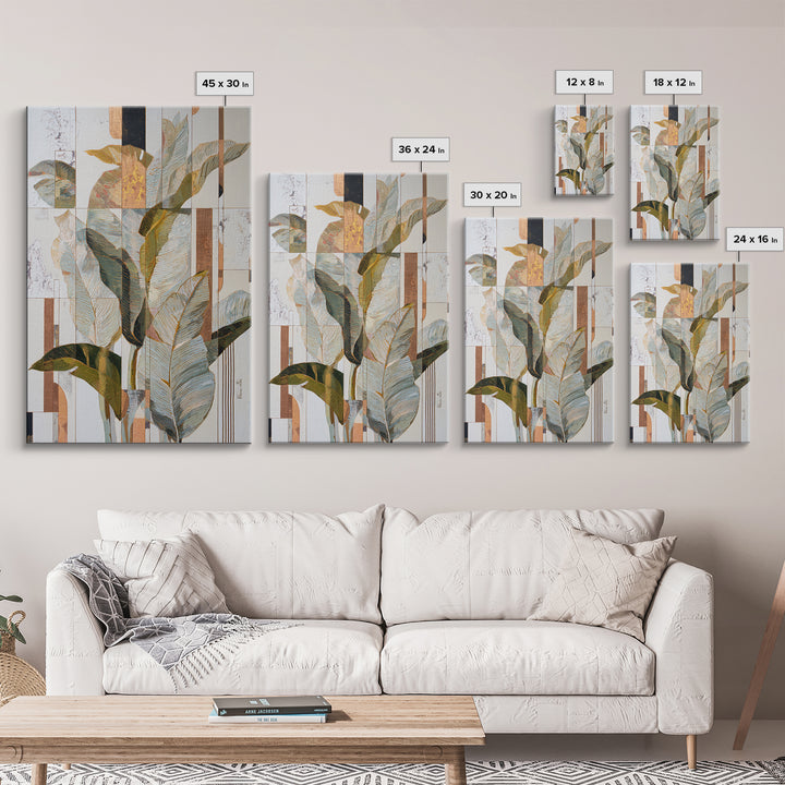 Modern Botanical Painting Framed Canvas Print, Modern Art, Canvas Wall Art, Living Room Decor, Oil Painting, Modern, MOD-2x3-85