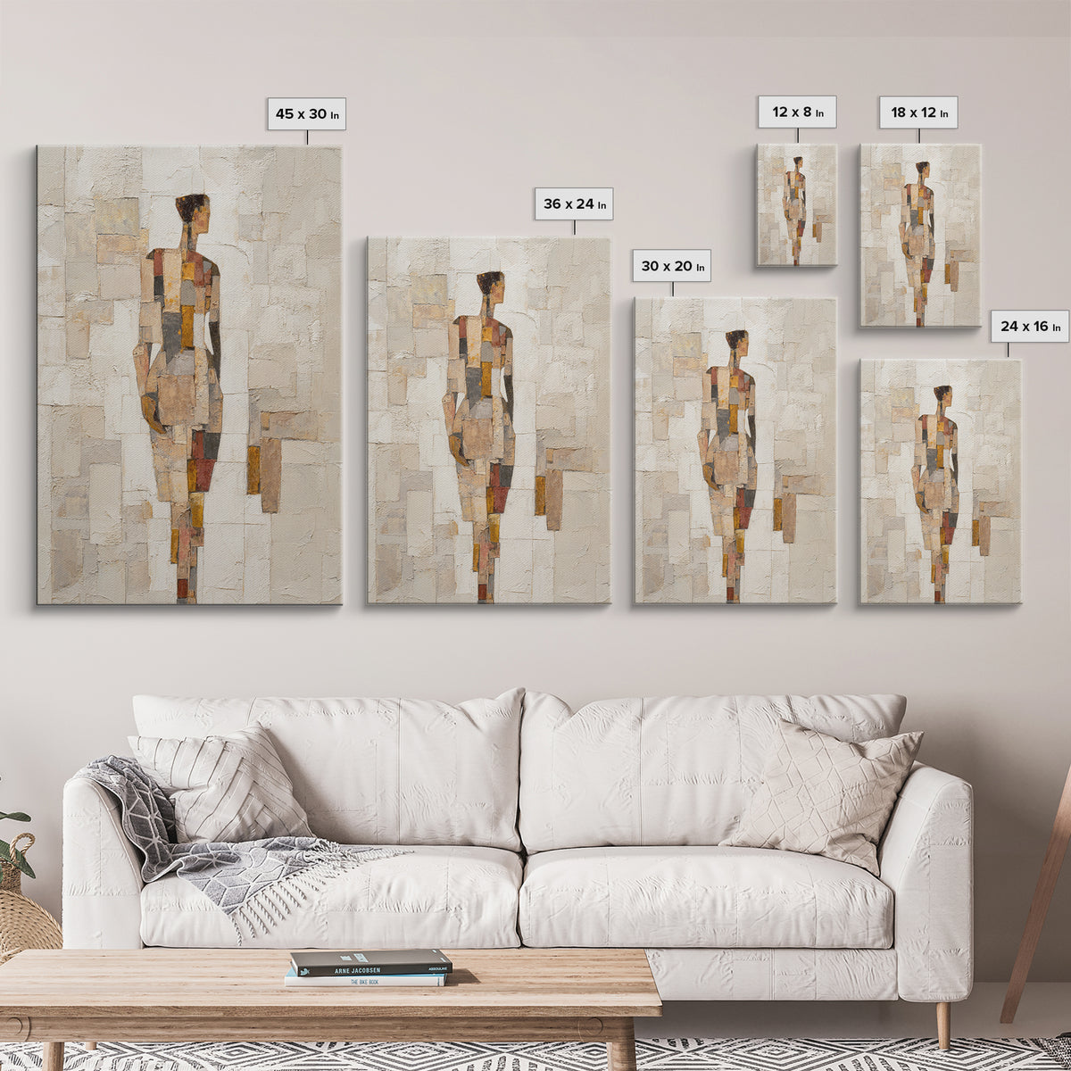 Fragmented Figure Study Framed Canvas Print, Modern Art, Wall Hanging, Living Room Decor, Oil Painting, Modern, MOD-2x3-97