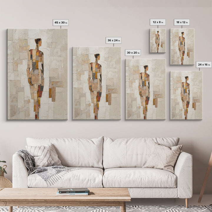 Fragmented Figure Study Framed Canvas Print, Modern Art, Wall Hanging, Living Room Decor, Oil Painting, Modern, MOD-2x3-97