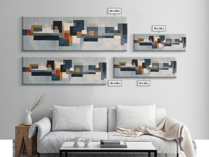 Geometric City Abstraction Canvas Print, Modern Art, Mid Century Modern Art, Living Room Decor, Fine Art, Modern, Art Print, MOD-3x1-20