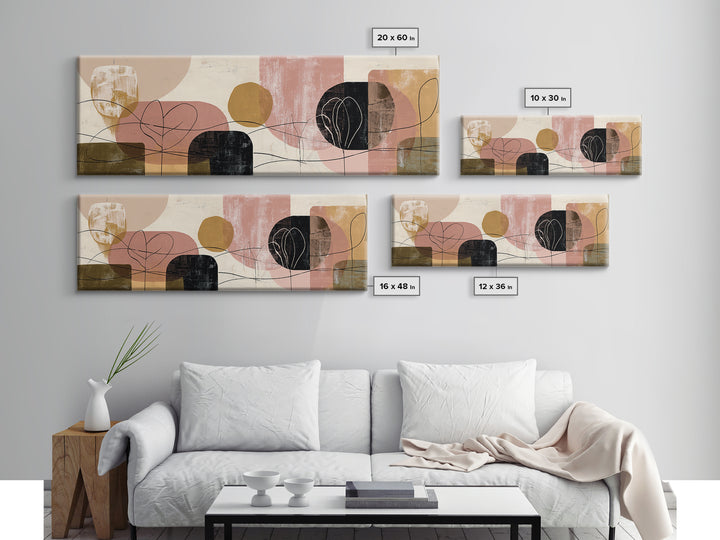Clean Botanical Silhouette on Color Block Ground Canvas Print, Modern Art, Fine Art Print, Living Room Decor, Oil Painting, MOD-3x1-39