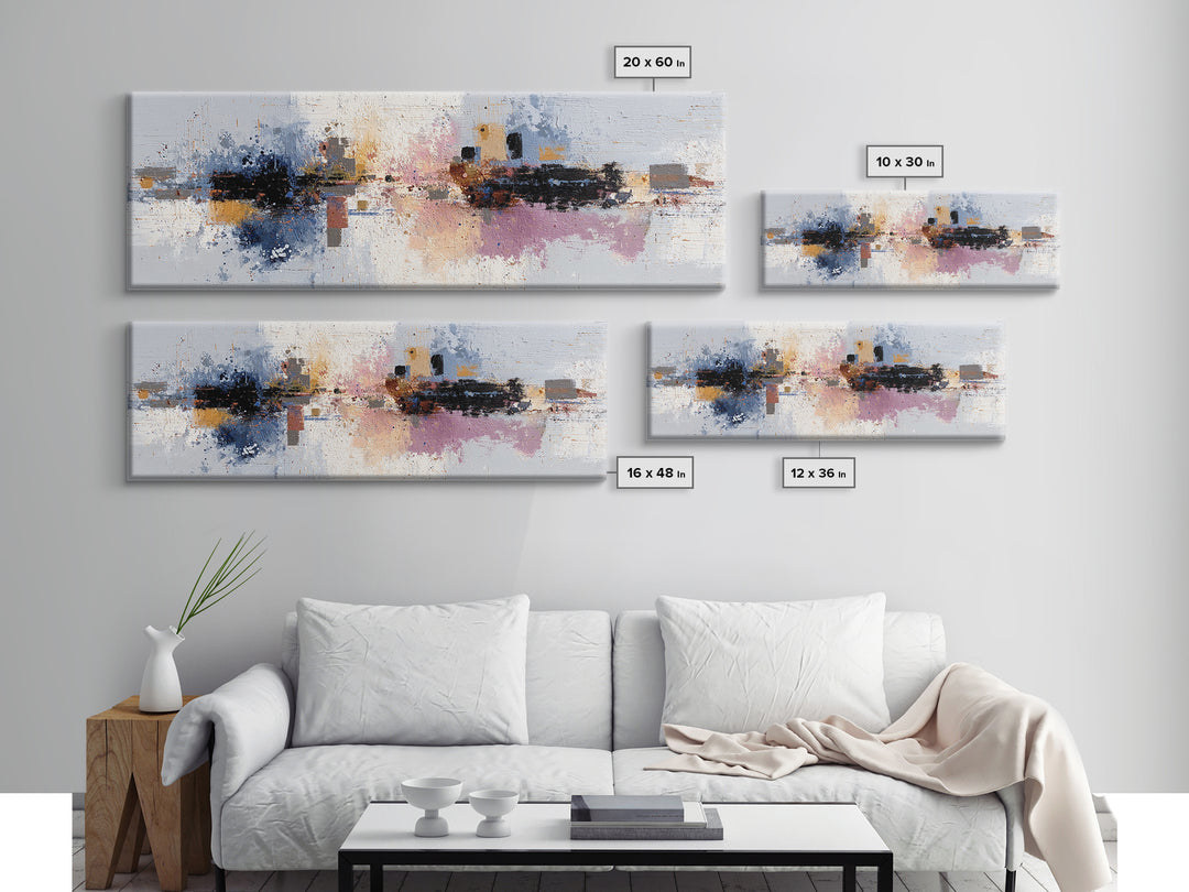 Expressive Brushwork in Cobalt and Rust Canvas Print, Modern Art, Canvas Art, Living Room Decor, Fine Art, Modern, Poster Art, MOD-3x1-46