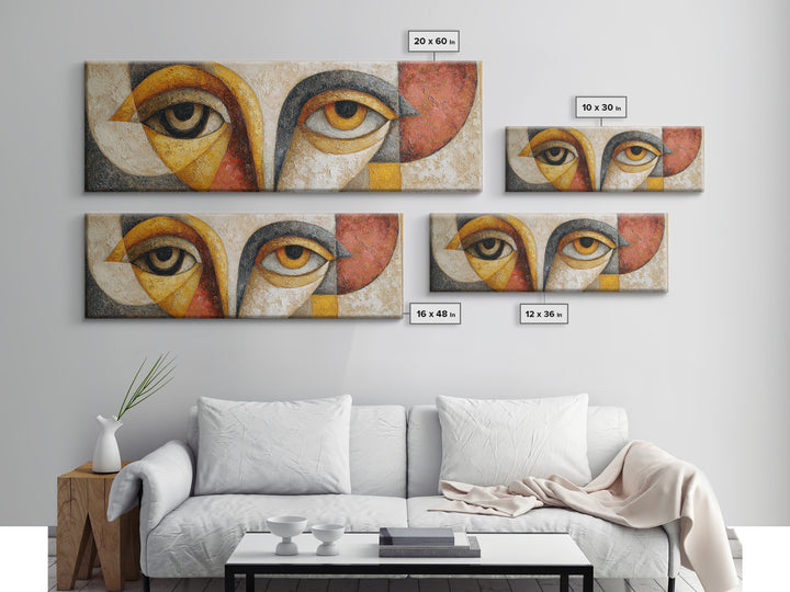 Abstract Face with Asymmetrical Features Framed Canvas Print, Modern Art, Art, Living Room Decor, Fine Art, Modern, Canvas Art, MOD-3x1-47