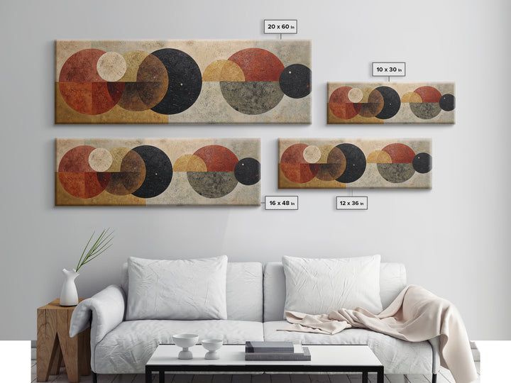 Abstract Circular Forms Framed Canvas Print, Modern Art, Wall Art, Living Room Decor, Abstract Art, Modern, Artwork, MOD-3x1-59