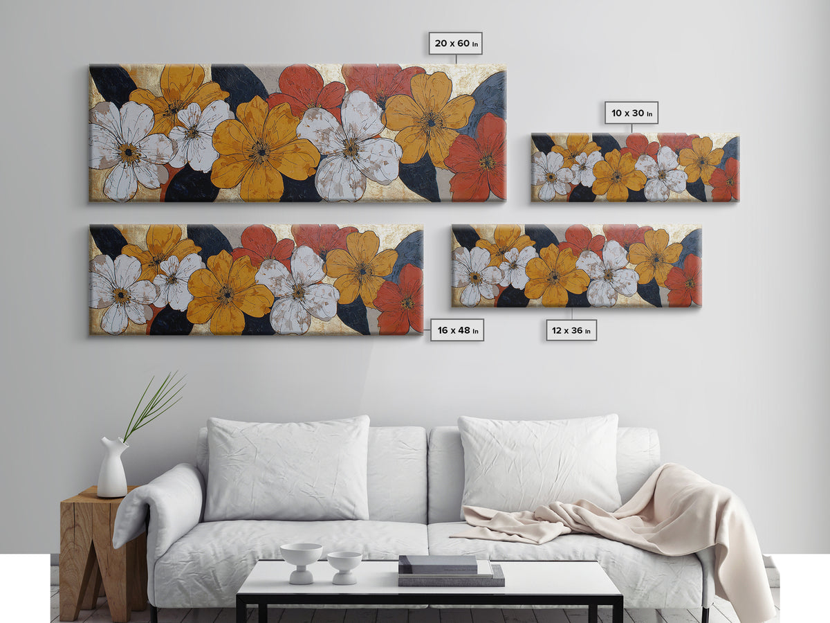 Bold Floral Forms Canvas Print, Modern Art, Boho Wall Decor, Living Room Decor, Modern, Fine Art Print, Statement Artwork, MOD-3x1-6