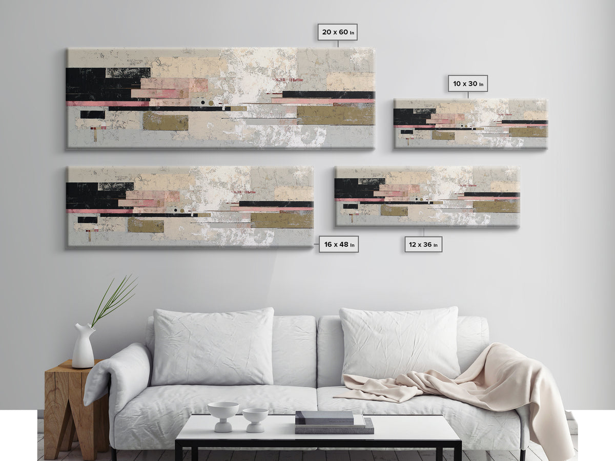 Geometric City Abstraction Framed Canvas Print, Modern Art, Contemporary Art, Living Room Decor, Abstract Art, Modern, MOD-3x1-68