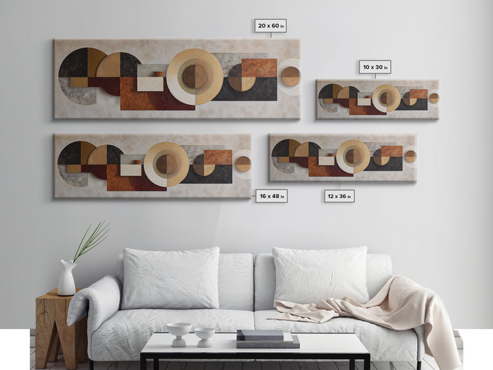 Minimal Sculpture Shapes Painted Framed Canvas Print, Modern Art, Wall Art, Living Room Decor, Fine Art, Modern, Artwork, MOD-3x1-72