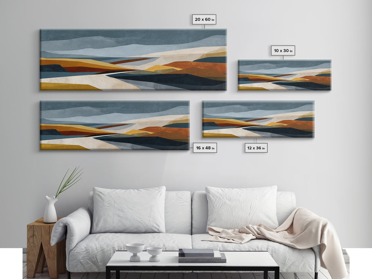 Modern Landscape with Simplified Horizon Framed Canvas Print, Modern Art, Set of 3 Prints, Living Room Decor, Oil Painting, MOD-3x1-73