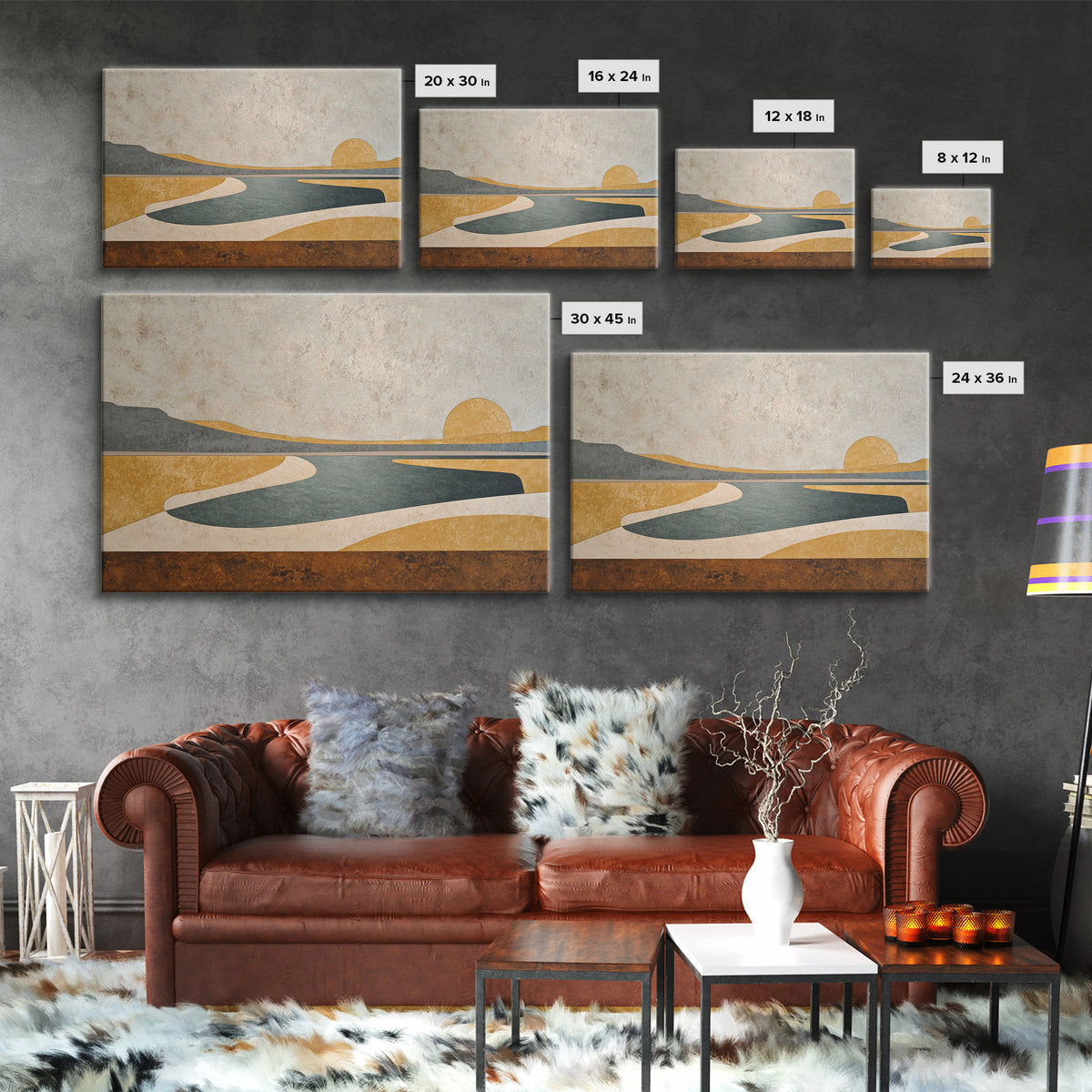 Modern Landscape with Simplified Horizon Framed Canvas Print, Modern Art, Canvas Art, Living Room Decor, Fine Art, Modern, MOD-3x2-13